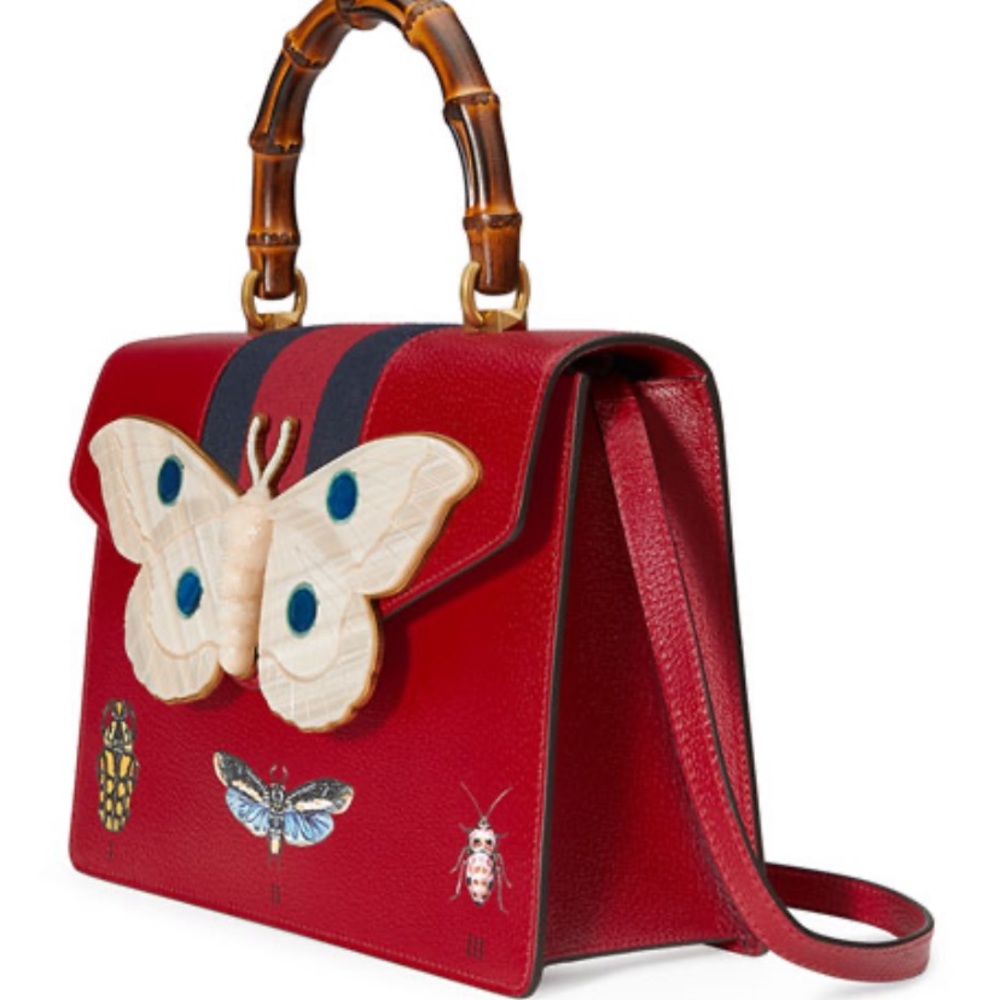 Gucci Falena Medium Moth Top-Handle Bag Red
